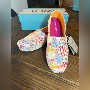 Toms Alparagata Pardait Pink Repreve Flower Fields Quilted Knit shoes size 9
